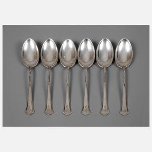 Peter Behrens sechs Mokkalöffel Silber
