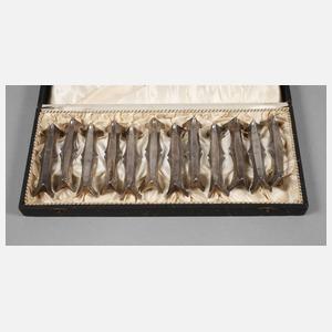 WMF Geislingen zwölf Messerbänkchen Efeudekor