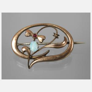 Jugendstilbrosche mit Steinbesatz