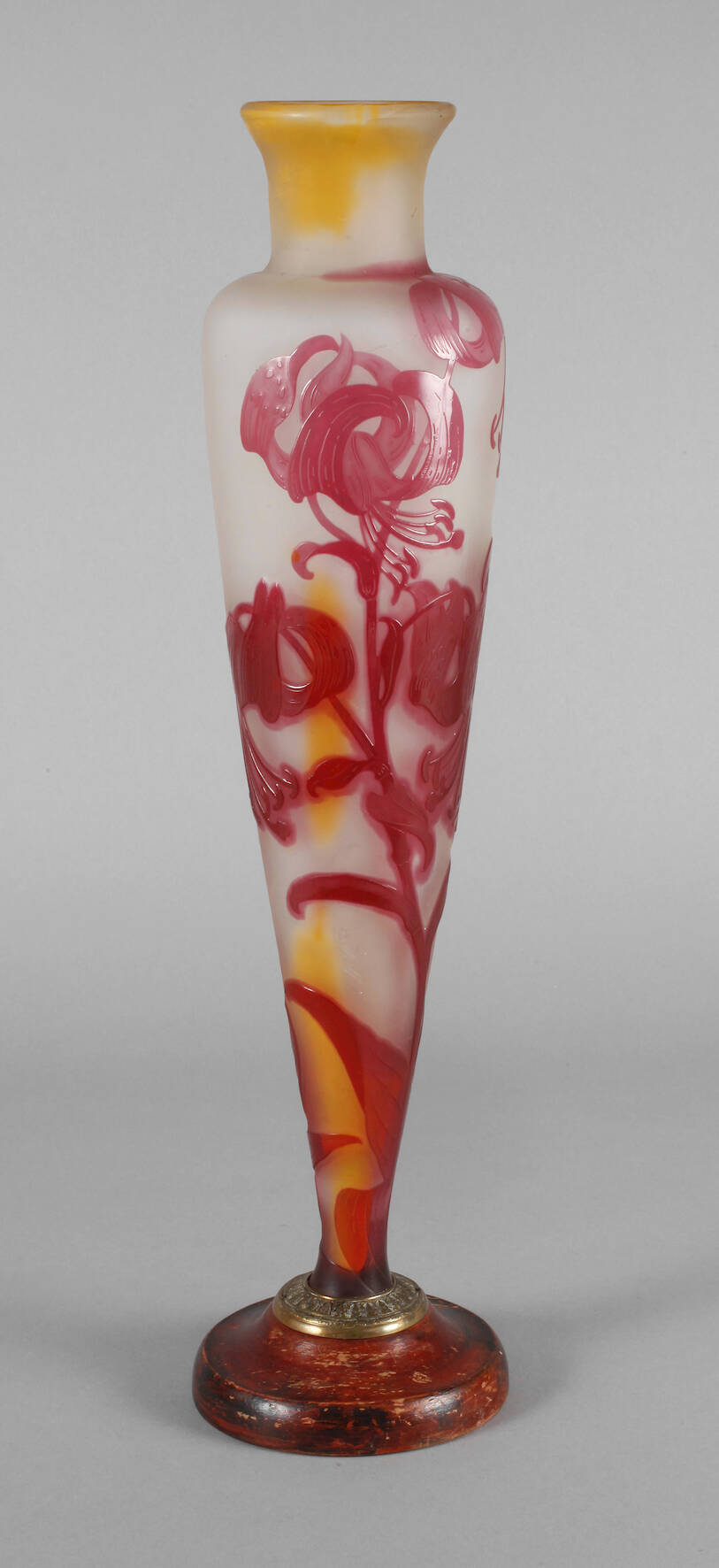 Émile Gallé große Ätzglasvase