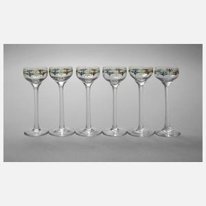 Sechs Likörgläser Jugendstil