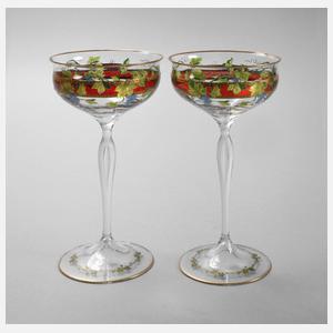 Zwei Sektschalen Weinlaubdekor