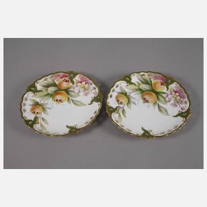 Nymphenburg Paar Obstteller mit Weichmalerei