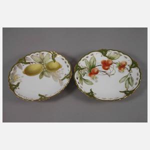 Nymphenburg Paar Obstteller mit Weichmalerei