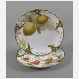 Nymphenburg Paar Obstteller mit Weichmalerei