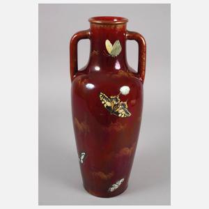 Clement Massier Vase Schmetterlingsdekor