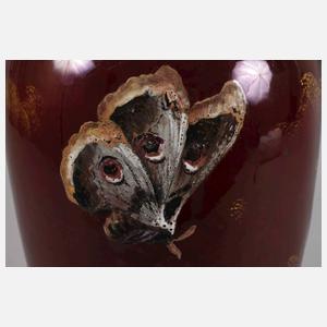 Clement Massier Vase Schmetterlingsdekor