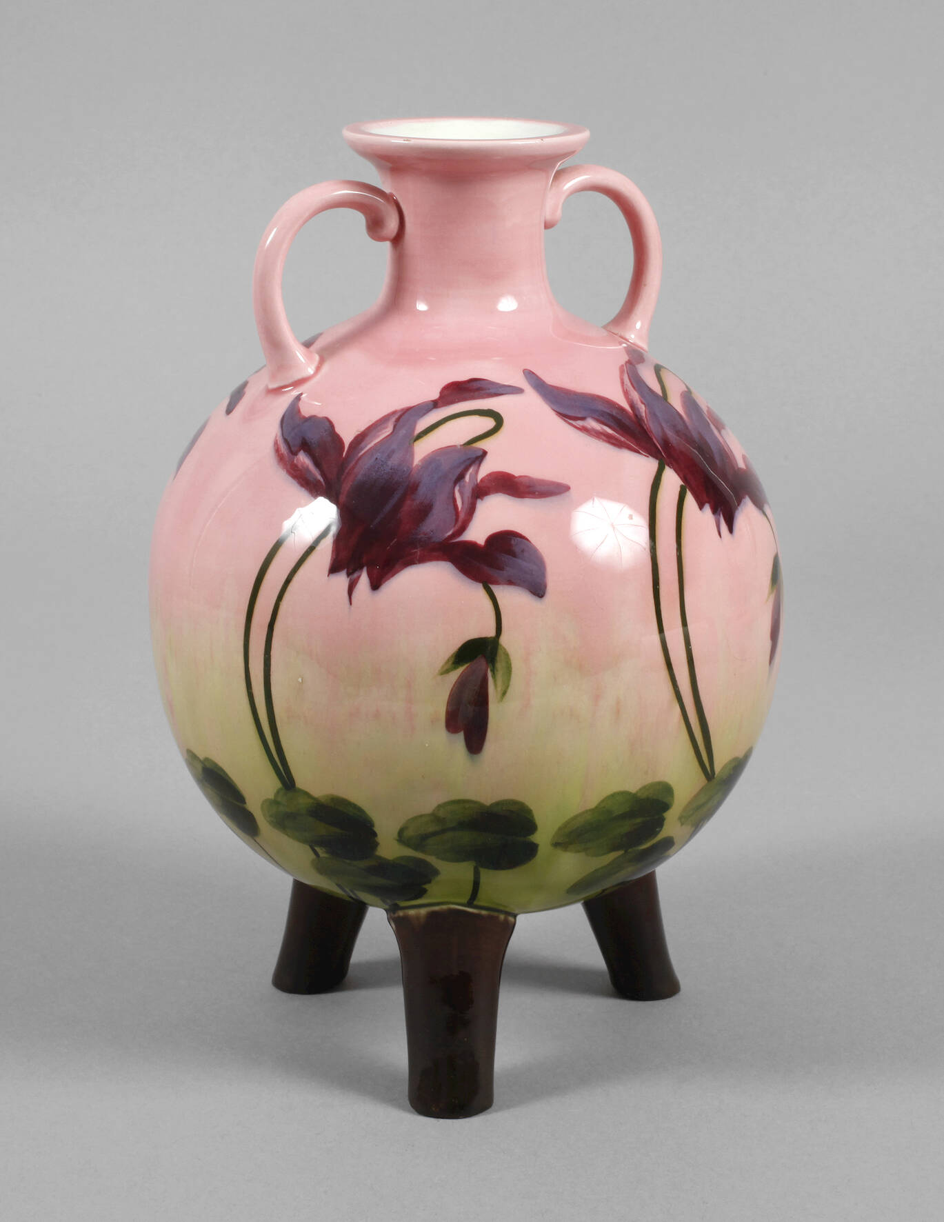 Julius Dressler Kugelvase Veilchendekor