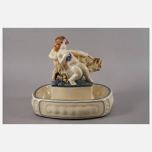 Karlsruhe Majolika figürlicher Tafelaufsatz