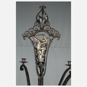 Großer schmiedeeiserner Art déco-Leuchter