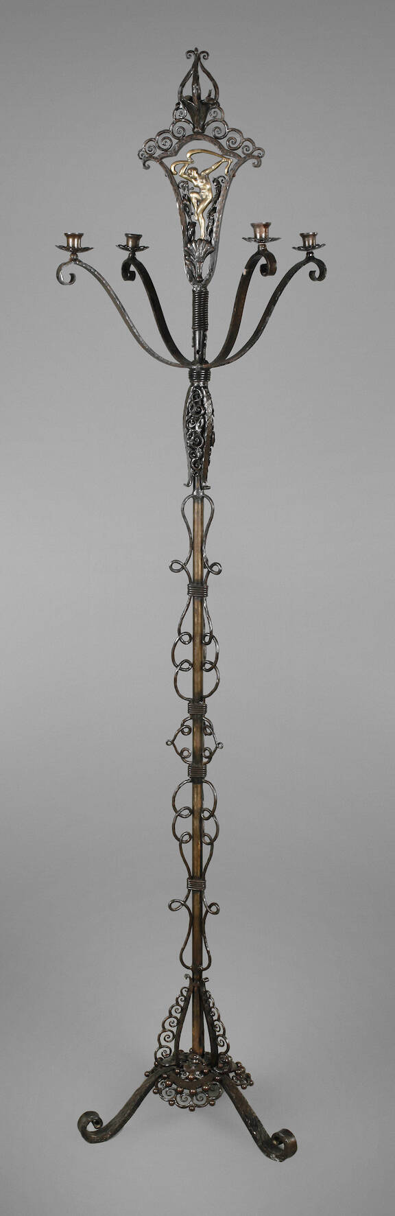 Großer schmiedeeiserner Art déco-Leuchter