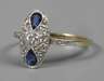 Art déco-Damenring mit Saphir und Diamanten