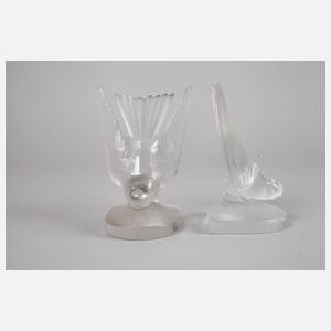 Lalique Paar Buchstützen als Meisen