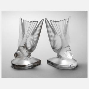 Lalique Paar Buchstützen als Meisen