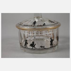 Steinschönau Deckeldose Schattenmalerei