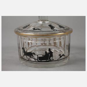 Steinschönau Deckeldose Schattenmalerei