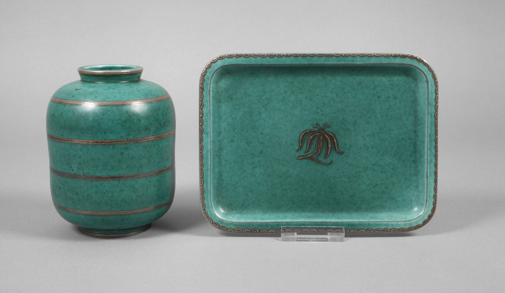 Gustavsburg Schweden Tablett und Vase "Argenta"