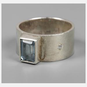 Damenring mit Aquamarin und Brillant