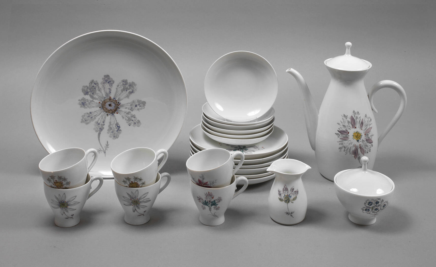 Meissen seltenes Kaffeeservice moderne Blumenmalerei