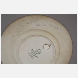 Rosenthal Paar Weihnachtsteller mit Autograf