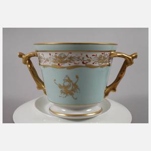 Frankreich große Deckeltasse mit Goldmalerei