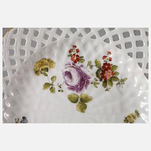 Alt-Wien Durchbruchteller Blumenmalerei