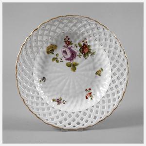 Alt-Wien Durchbruchteller Blumenmalerei