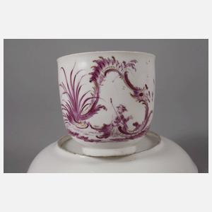 Höchst Tasse mit Untertasse Purpurmalerei