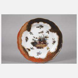 Meissen zwei Zierteller mit Figurenmalerei