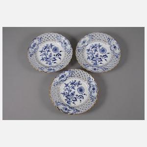 Meissen sechs Durchbruchteller "Zwiebelmuster"