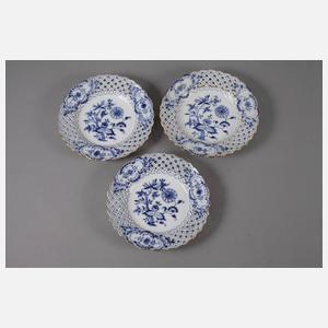 Meissen sechs Durchbruchteller "Zwiebelmuster"