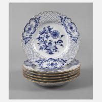 Meissen sechs Durchbruchteller "Zwiebelmuster"111