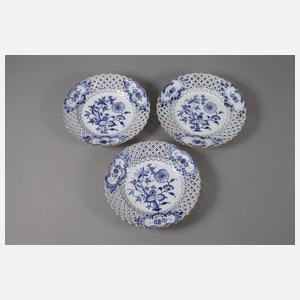 Meissen sechs Durchbruchteller "Zwiebelmuster"