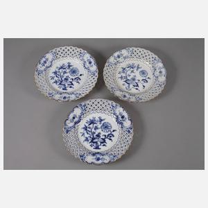 Meissen sechs Durchbruchteller "Zwiebelmuster"