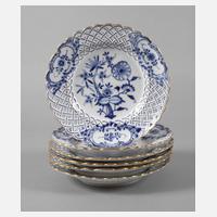 Meissen sechs Durchbruchteller "Zwiebelmuster"111