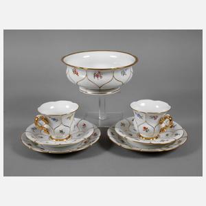 Meissen zwei Gedecke und Schale "B-Form"