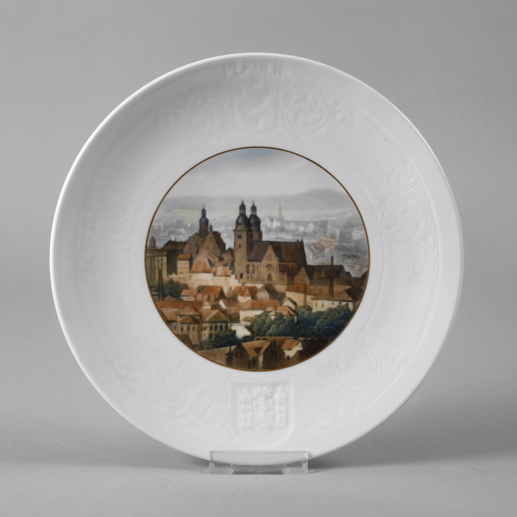 Meissen Wandteller Ansicht Plauen