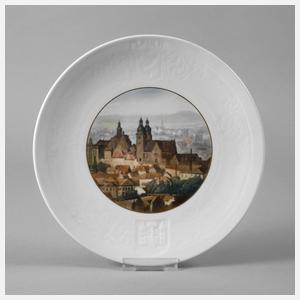 Meissen Wandteller Ansicht Plauen