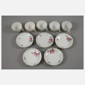 Meissen Tee-/Mokka-Restservice "Rote Rose"