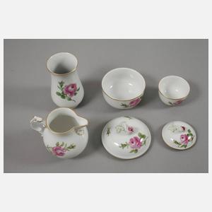 Meissen Tee-/Mokka-Restservice "Rote Rose"