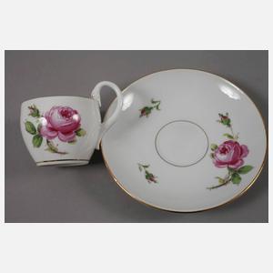 Meissen sechs Mokkatassen "Rote Rose"