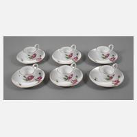 Meissen sechs Mokkatassen "Rote Rose"111