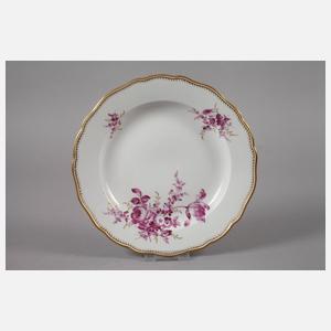 Meissen zwei Speiseteller "Blumenbukett purpur"