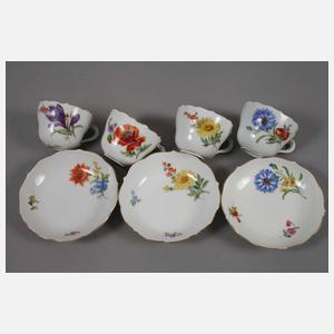 Meissen Konvolut Mokkatassen und Konfektschälchen