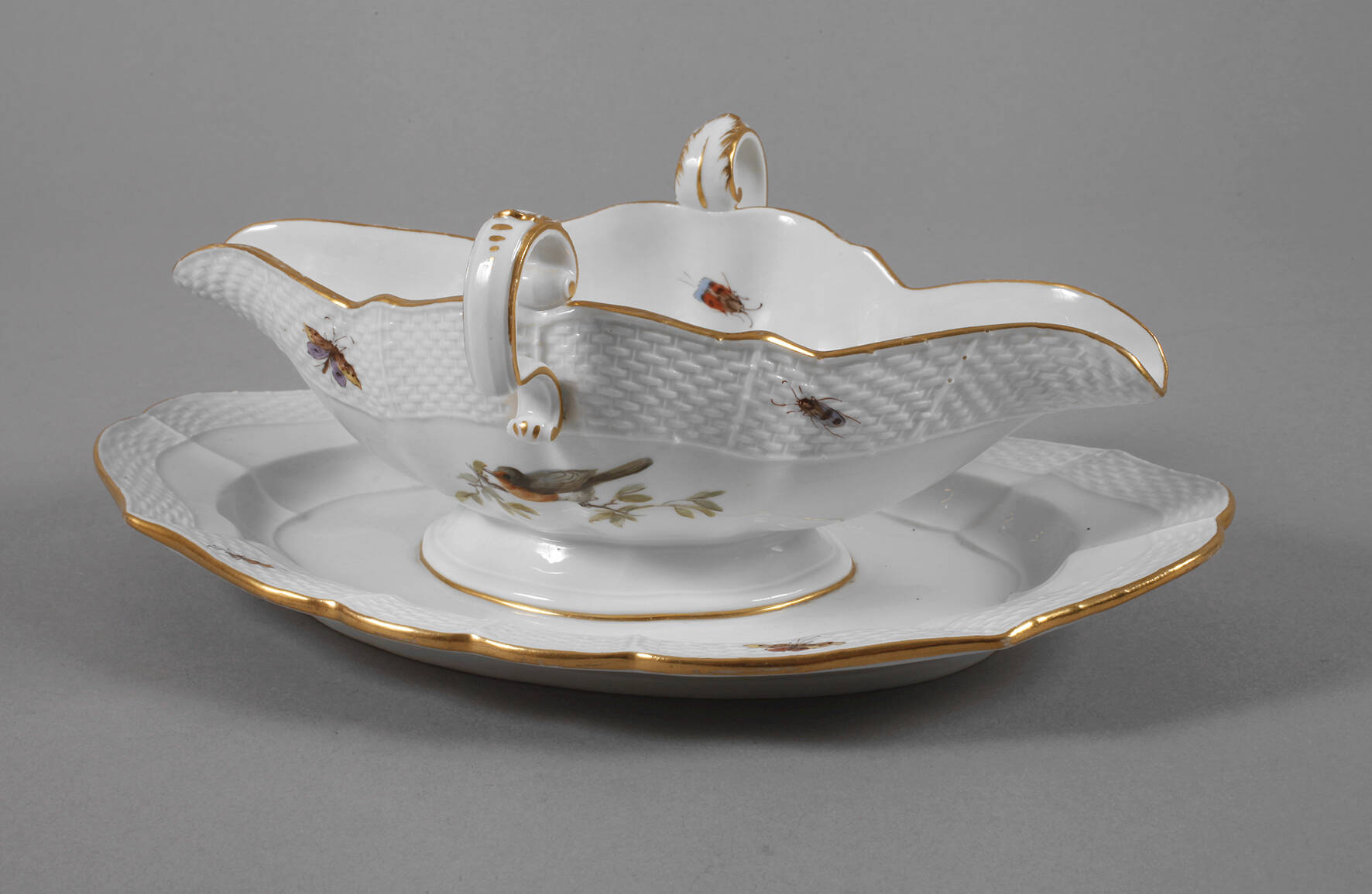 Meissen Sauciere "Vogelmalerei"