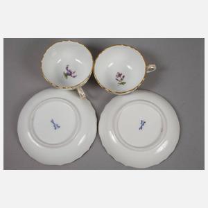 Meissen Konvolut Mokkatassen mit Untertassen