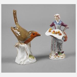 Meissen "Obsthändlerin" und "Rotkehlchen"