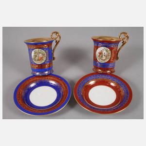 Thüringen sechs Kaffeetassen im Alt-Wiener Stil