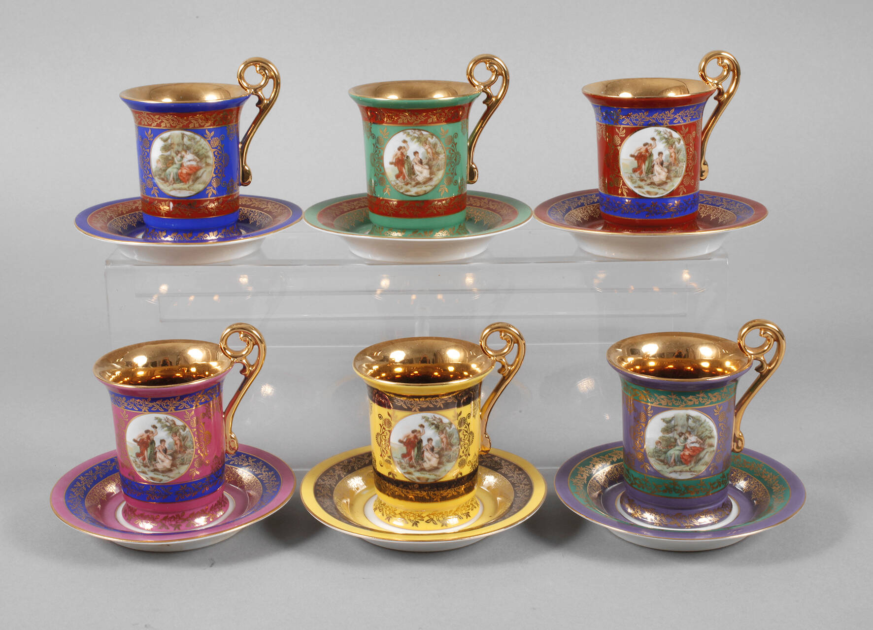 Thüringen sechs Kaffeetassen im Alt-Wiener Stil