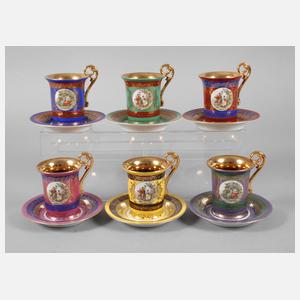 Thüringen sechs Kaffeetassen im Alt-Wiener Stil